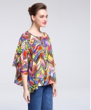 printed silk  crepe de chine top