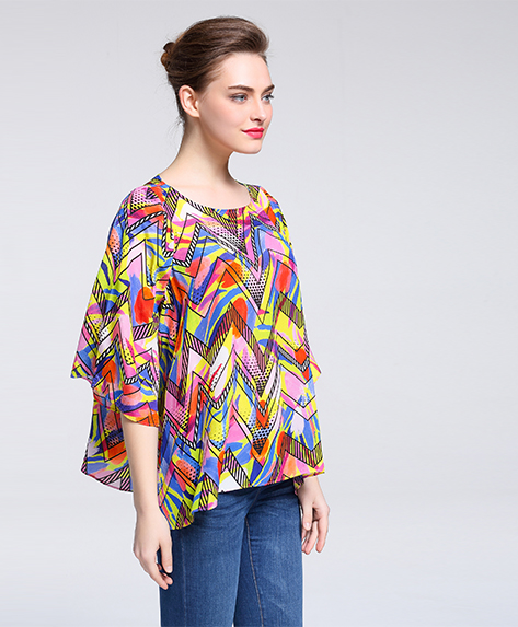 Tops - printed silk  crepe de chine top