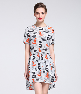 Dress -  Printed Silk crepe de chine  midi dress