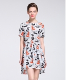  Printed Silk crepe de chine  midi dress