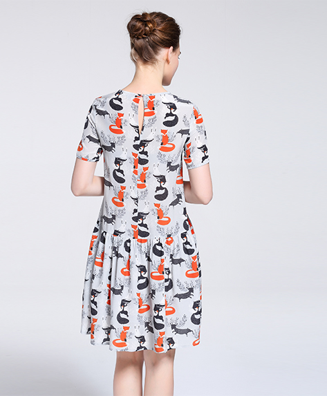 Dress -  Printed Silk crepe de chine  midi dress