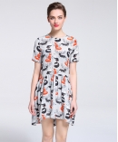  Printed Silk crepe de chine  midi dress