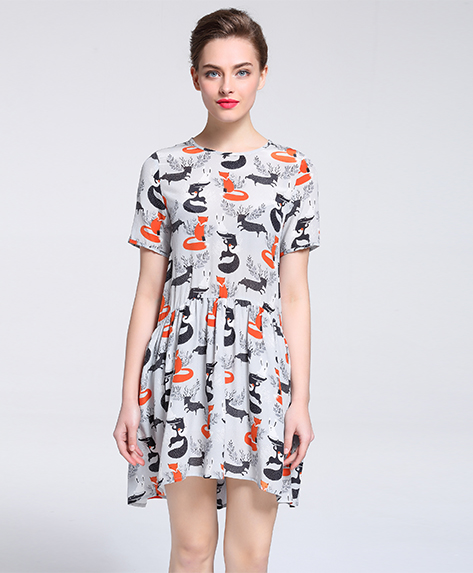 Dress -  Printed Silk crepe de chine  midi dress