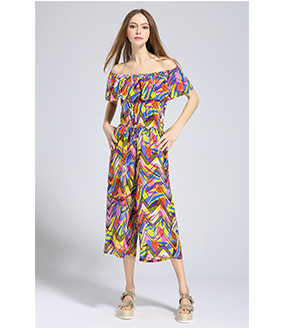 Dress - Printed Silk crepe de chine Jumpsuit