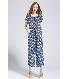 Dress - Printed Silk crepe de chine Jumpsuit