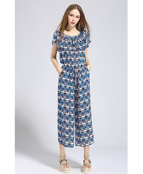 Dress - Printed Silk crepe de chine Jumpsuit