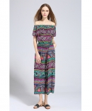 Ethnic printed silk crepe de chine jumpsuit