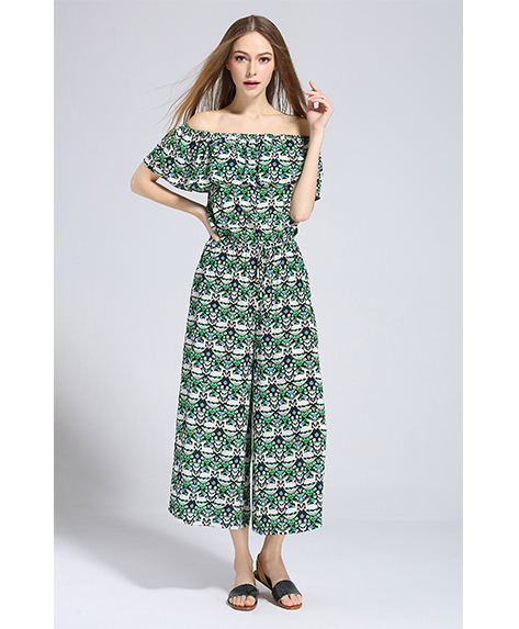 Dress - Printed Silk crepe de chine Jumpsuit