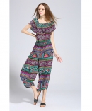 Ethnic printed silk crepe de chine jumpsuit