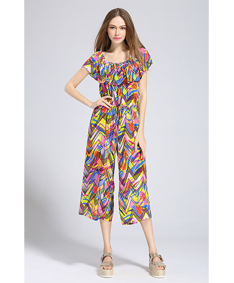 Dress - Printed Silk crepe de chine Jumpsuit