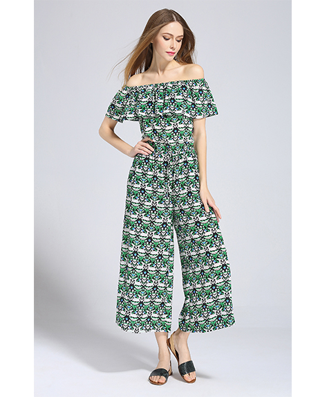 Dress - Printed Silk crepe de chine Jumpsuit