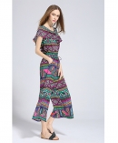 Ethnic printed silk crepe de chine jumpsuit