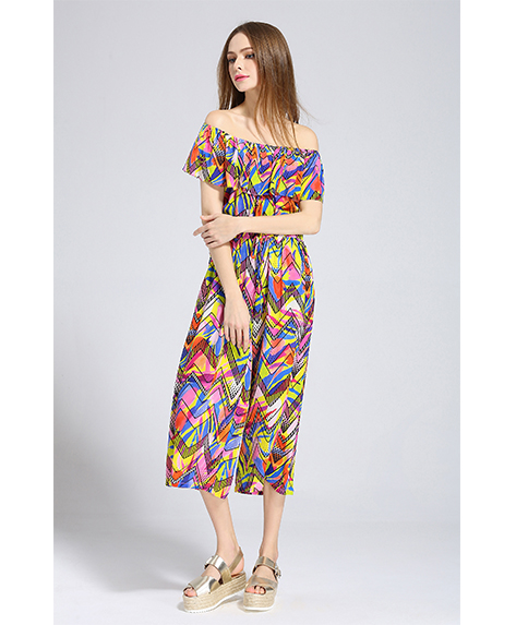 Dress - Printed Silk crepe de chine Jumpsuit