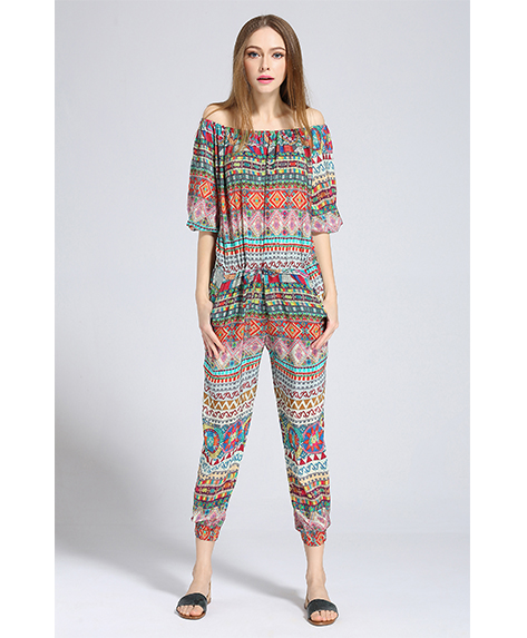 Dress - Ethnic printed silk crepe de chine jumpsuit