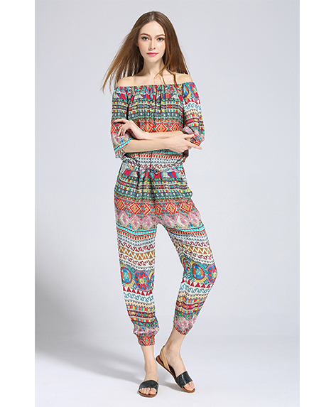 Dress - Ethnic printed silk crepe de chine jumpsuit