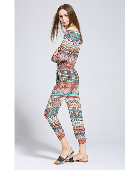 Dress - Ethnic printed silk crepe de chine jumpsuit