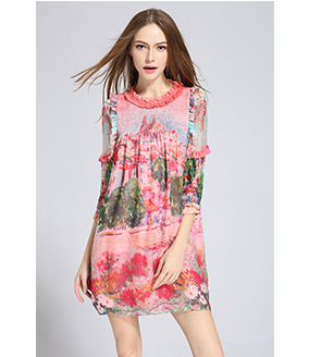 Dress - Printed silk chiffon  dress