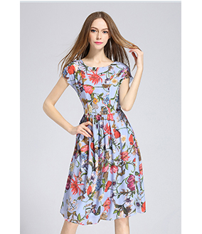 Dress - Printed Silk crepe de chine midi dress