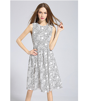 Dress - Star printed Silk crepe de chine dress