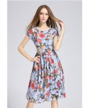 Printed Silk crepe de chine midi dress