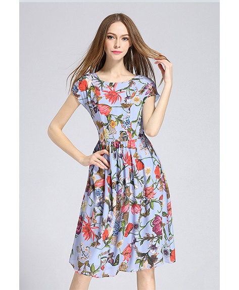 Dress - Printed Silk crepe de chine midi dress