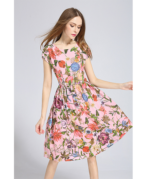 Dress - Printed Silk crepe de chine midi dress