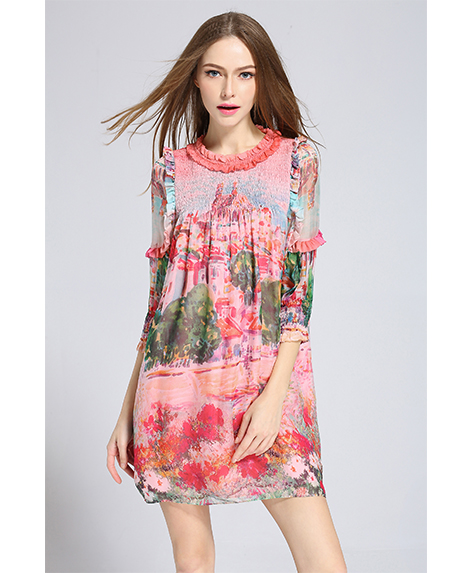 Dress - Printed silk chiffon  dress