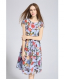 Printed Silk crepe de chine midi dress