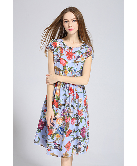 Dress - Printed Silk crepe de chine midi dress