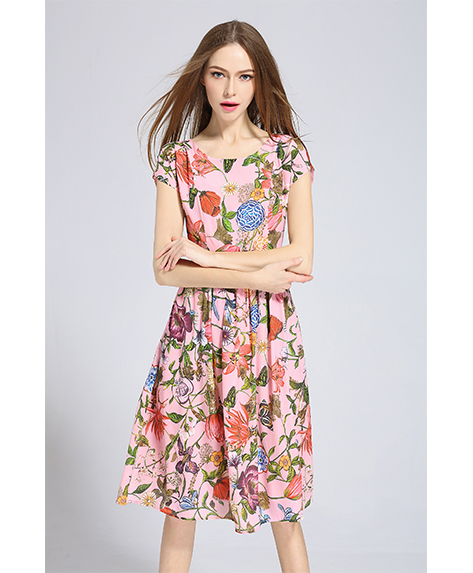 Dress - Printed Silk crepe de chine midi dress