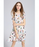 Printed loose fit silk dress