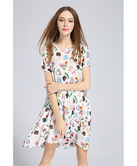 Dress - Printed loose fit silk dress