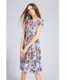 Printed Silk crepe de chine midi dress