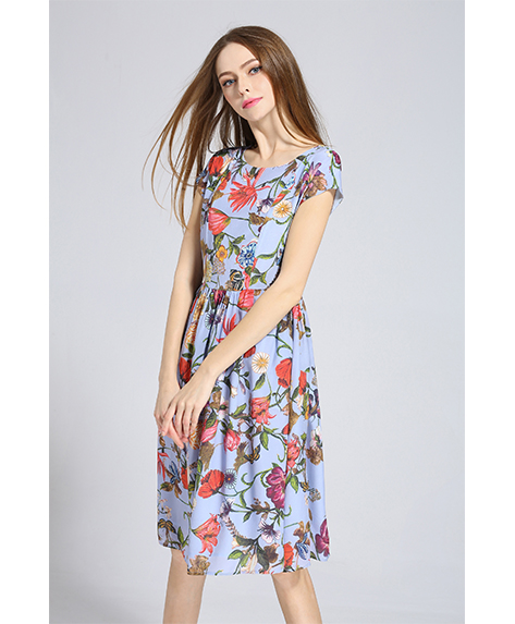 Dress - Printed Silk crepe de chine midi dress