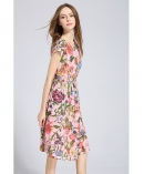 Printed Silk crepe de chine midi dress