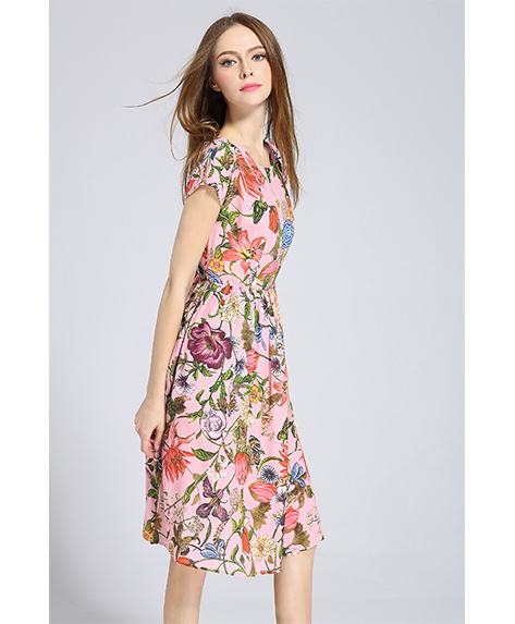 Dress - Printed Silk crepe de chine midi dress