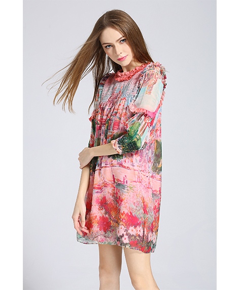 Dress - Printed silk chiffon  dress