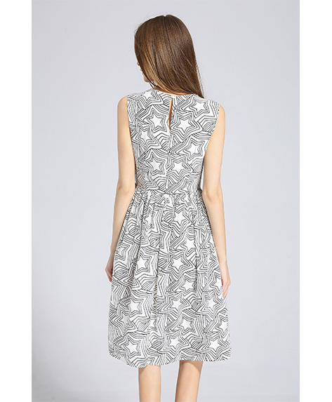 Dress - Star printed Silk crepe de chine dress