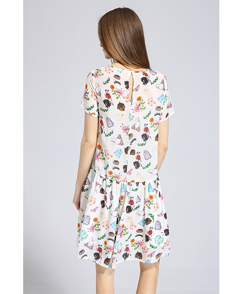 Dress - Printed loose fit silk dress