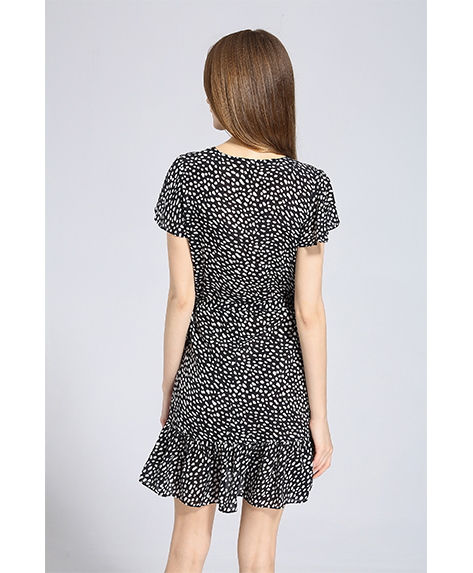 Dress - Printed wrap dress fastening along back