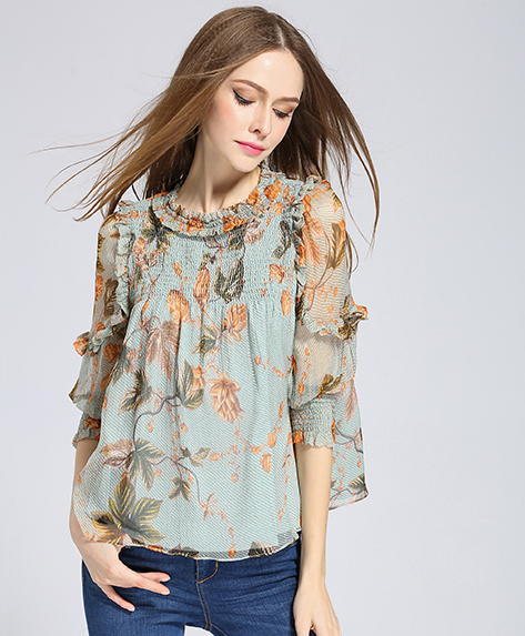 Tops - Printed silk chiffon top