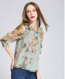 Printed silk chiffon top