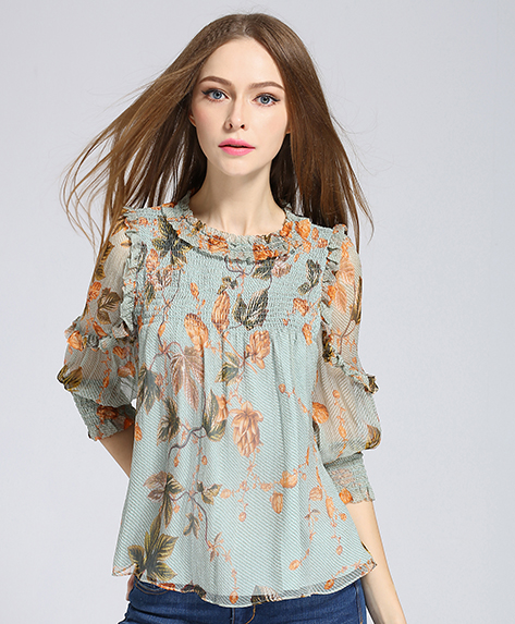 Tops - Printed silk chiffon top