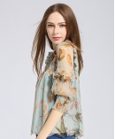 Printed silk chiffon top