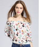 Printed silk  crepe de chine top