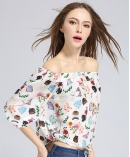Printed silk  crepe de chine top