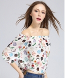 Printed silk  crepe de chine top