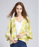 Oriental printed silk  crepe kimono