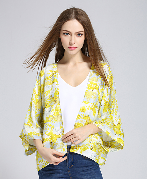 Coats - Oriental printed silk  crepe kimono