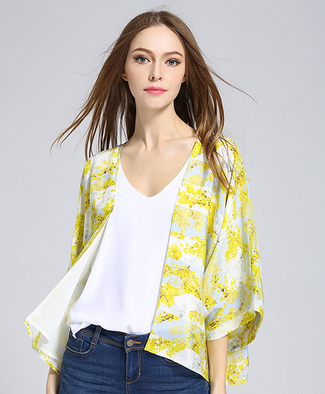 Coats - Oriental printed silk  crepe kimono